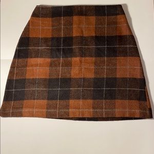 Plaid brown/dark orange/white mini skirt